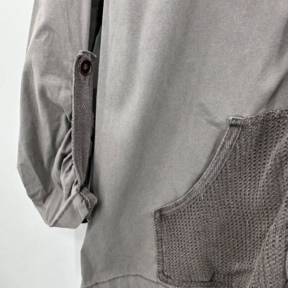 XCVI Utility Windbreaker Jacket Full Zip Womens Large Slate Gray Hood Drawstring - Picture 5 of 12